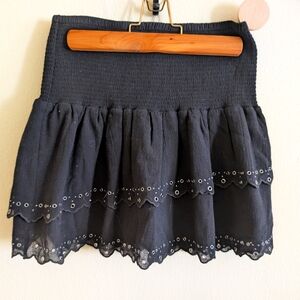 Paige Black Eyelet Tiered Mini Skirt - Size XS